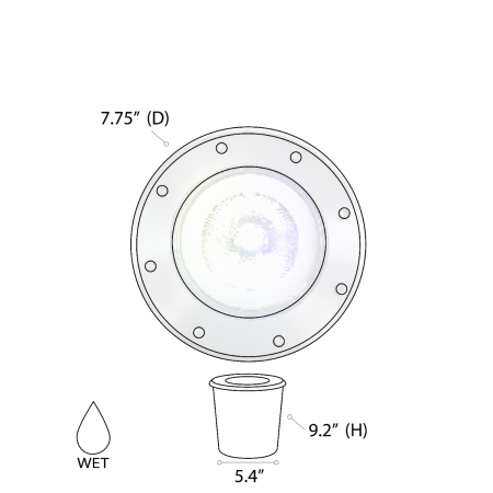 Alcon 9044 RGBW Color tunable in-ground can light shown in a silver finish.