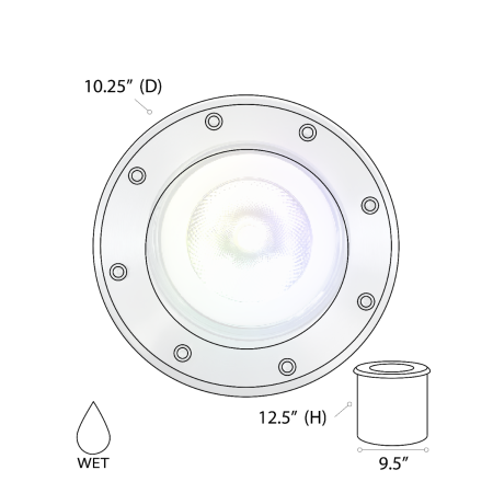 10-Inch In-Ground RGBW Color-Changing LED Well Light