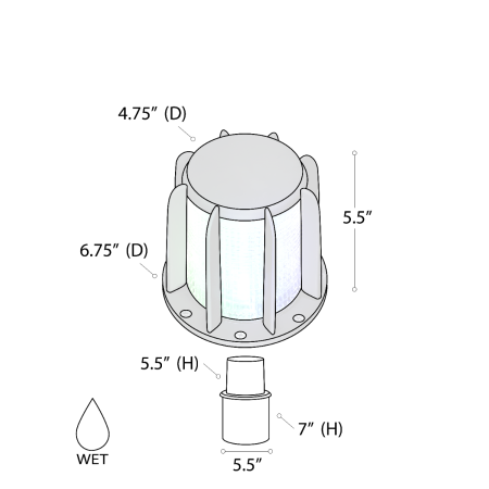 Alcon 9099 RGBW Color tunable in-ground can lantern light shown in a black finish.