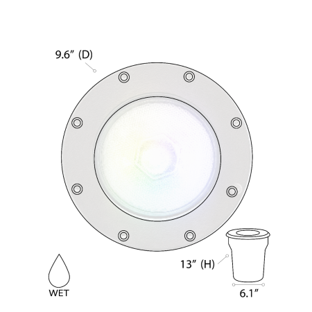 10-Inch RGBW Color-Changing In-Ground LED Well Light