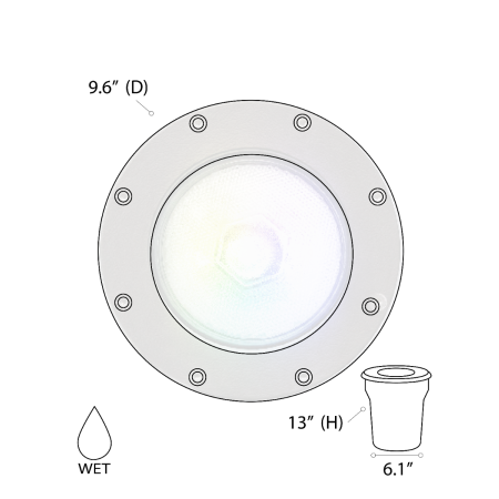 Alcon 9100 RGBW Color tunable in-ground can light shown in a dark bronze finish.