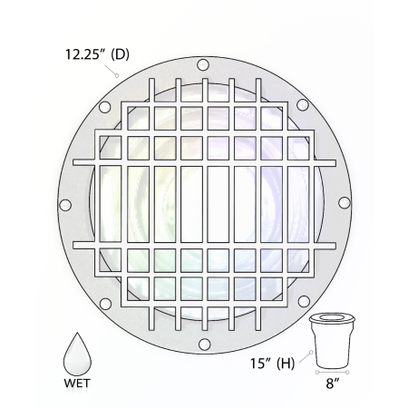 12-Inch In-Ground RGBW LED Well Light with Grill Plate