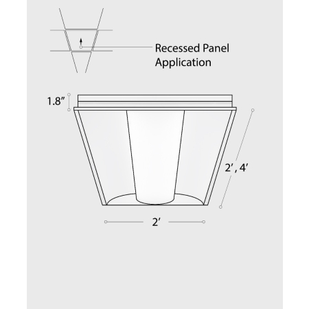 Alcon Lighting Product rendering of the 14150-R recessed center-basket troffer light shown in two-foot by two-foot square size.