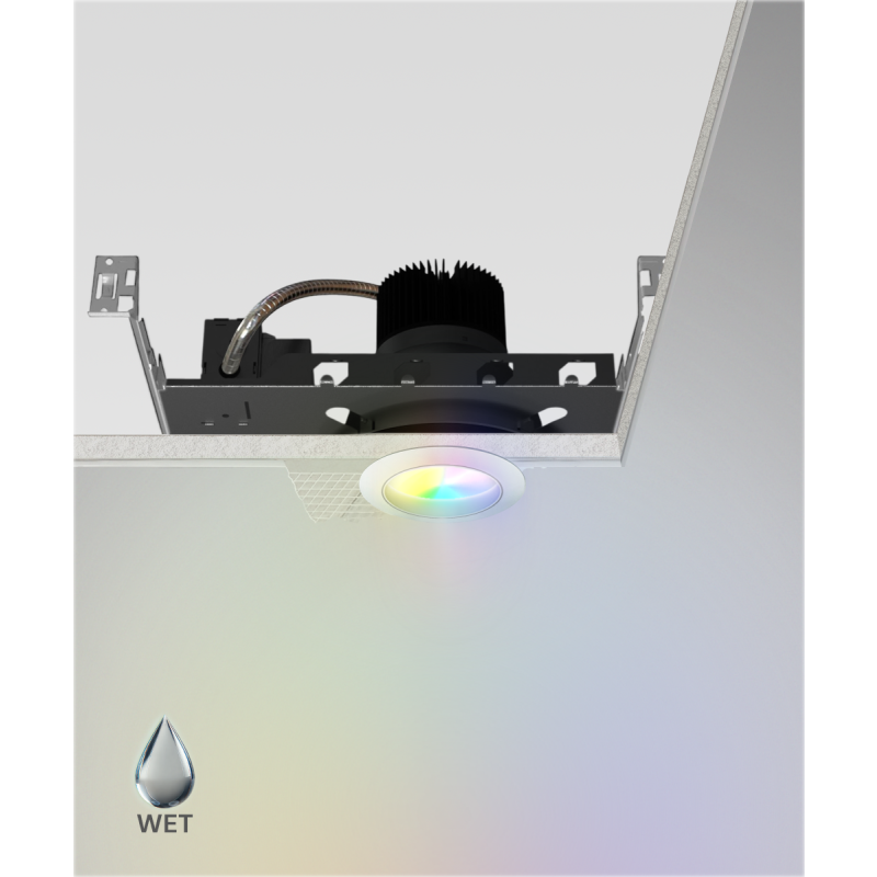 Alcon 14134-4 RGBW Color tunable recessed can light shown in a white finish.