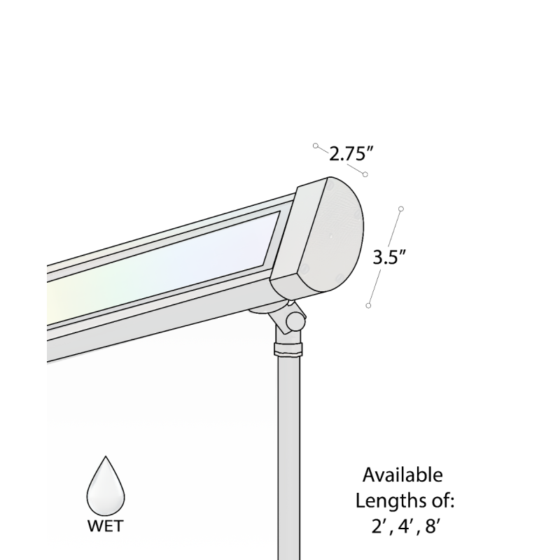 31024-RGBW outdoor color-changing sign light product rendering shown with a black finish and knuckle mount