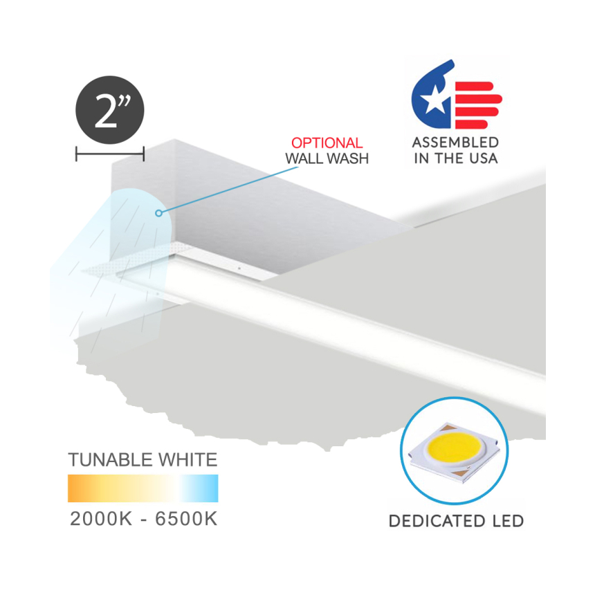 12100-20-R recessed linear LED light by Alcon Lighting shown in a white finish with a flush trimless lens