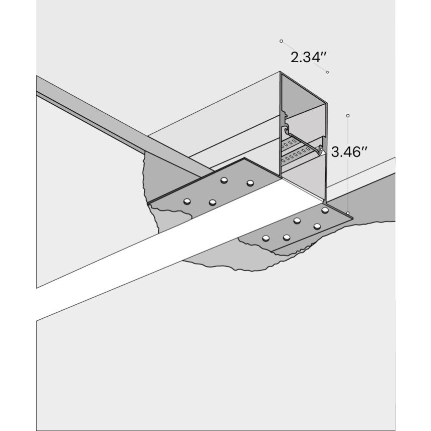 Product rendering of the 12100-21-R recessed linear LED light by Alcon Lighting shown with a trimless flat lens