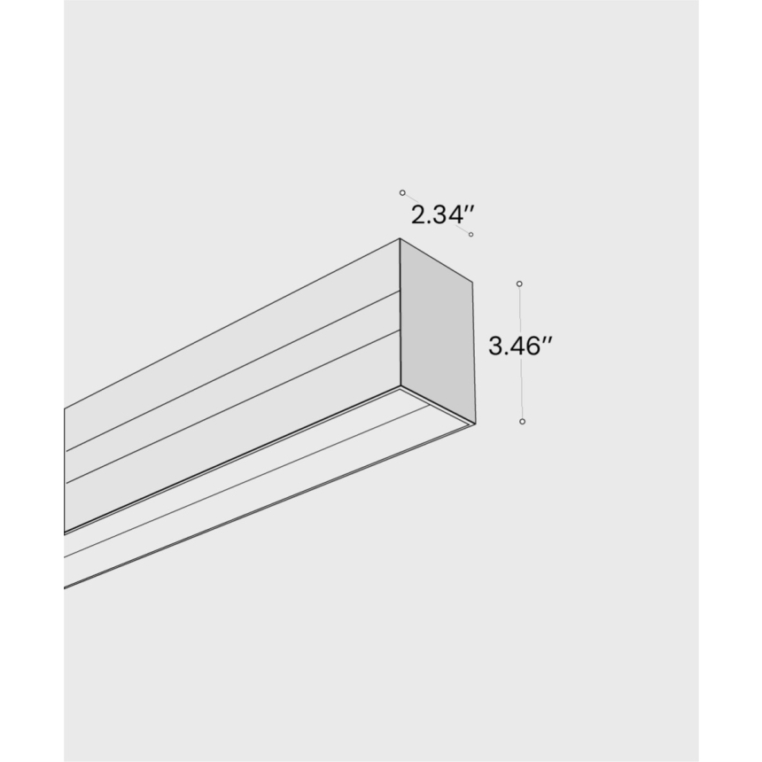 Alcon 12100-21-S-R, surface linear ceiling light shown in black finish with regressed lens