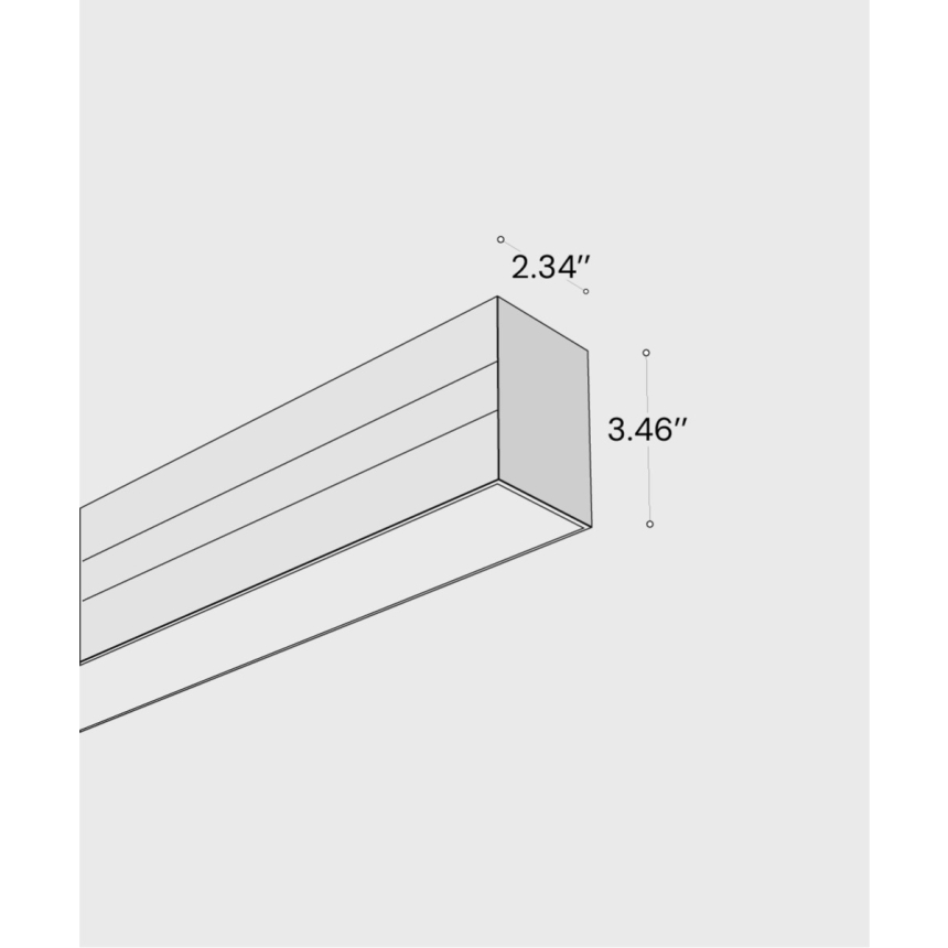 Alcon 12100-21-S, surface linear ceiling light shown in black finish with a flush trim-less lens