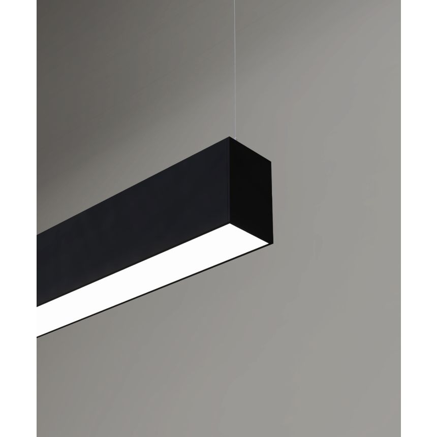 12100-22-P linear LED pendant light shown with black finish and 2-inch frosted diffuser lens