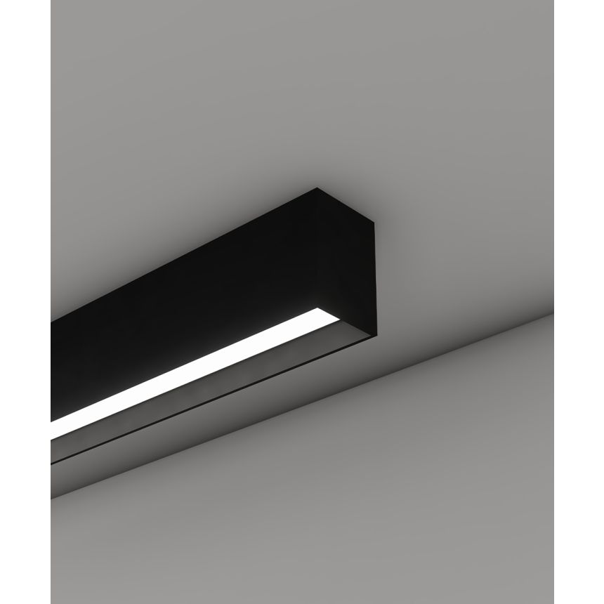 12100-22-S-R linear LED ceiling light shown with black finish and regressed lens