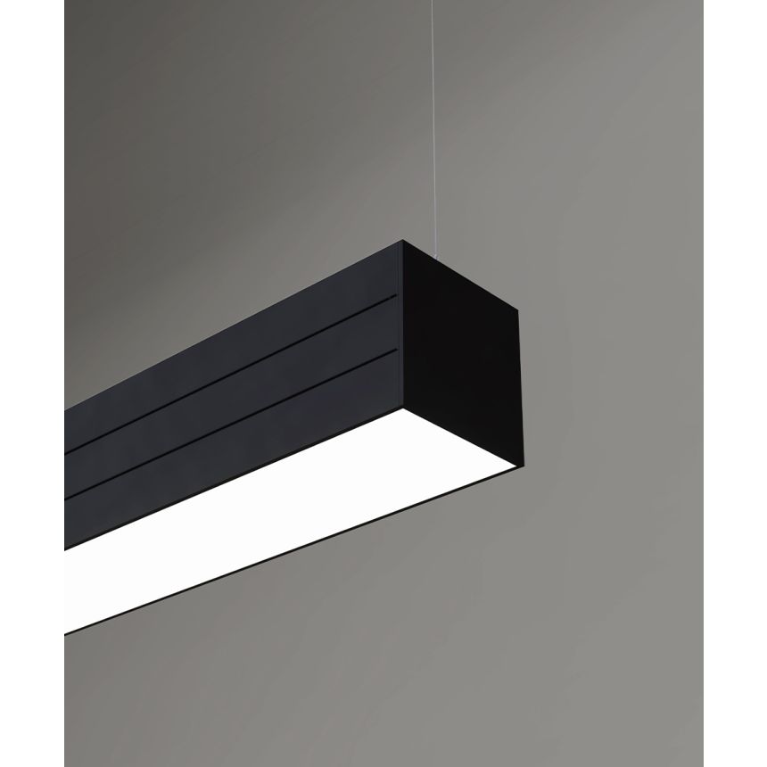 12100-33-P 3.75-inch LED linear pendant light shown with a flush trimless lens in a black finish