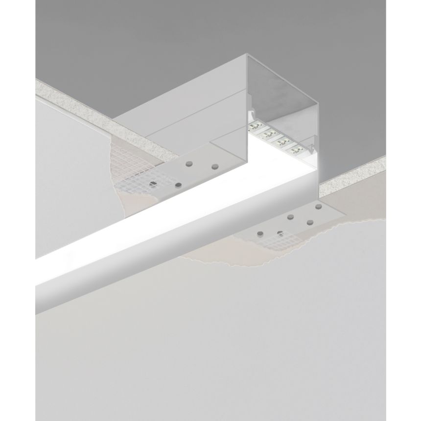 Product rendering of 1the 2100-33-R-R LED linear recessed light shown with no trim and a regressed lens