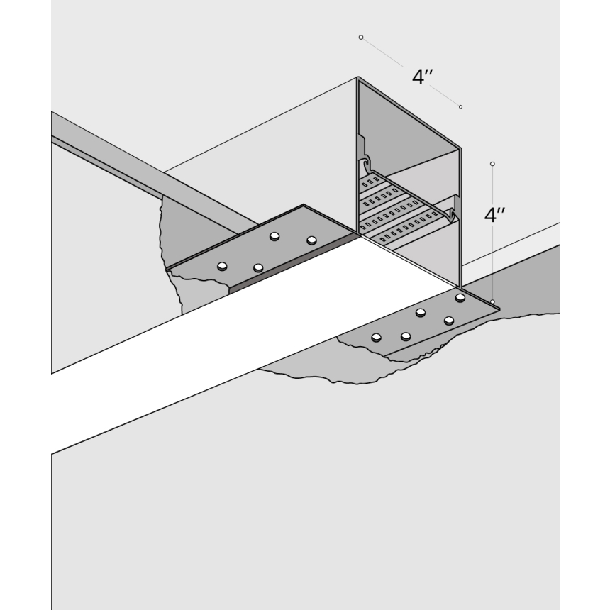 Product rendering of the 12100-40-R 4-inch Linear Recessed Linear LED Light by Alcon Lighting shown with trimless flat lens