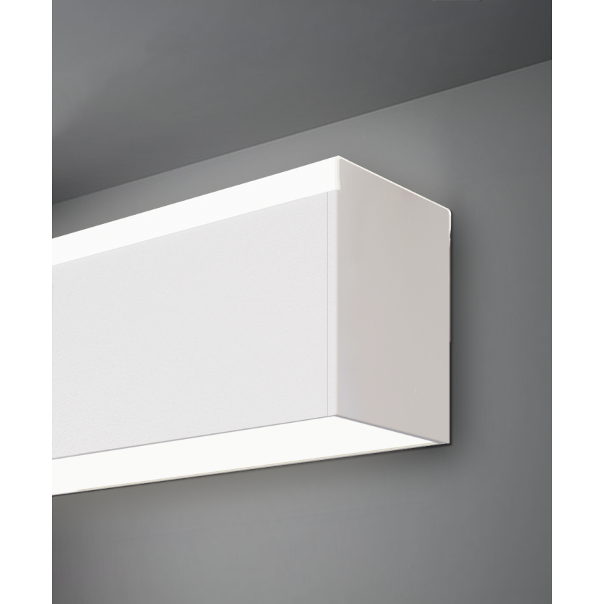 12100-41-W linear wall light shown in a white finish and with a flush trimless bottom and top lens