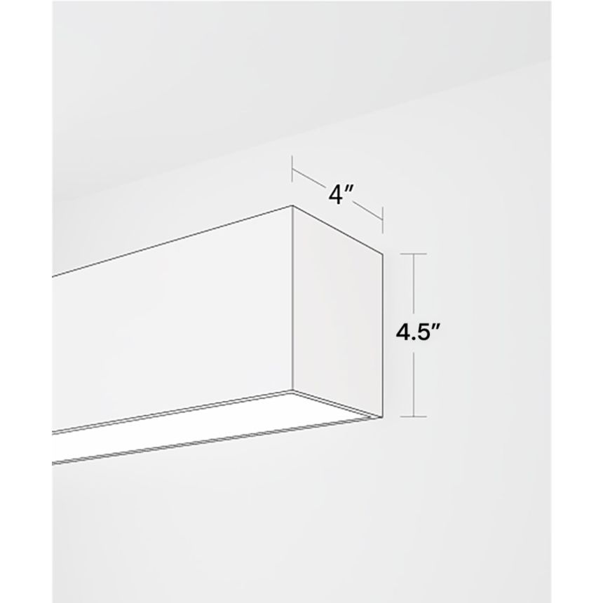 Product rendering of the 12100-45-S 4-inch Linear Surface Mount Linear LED Light by Alcon Lighting shown with a flat lens