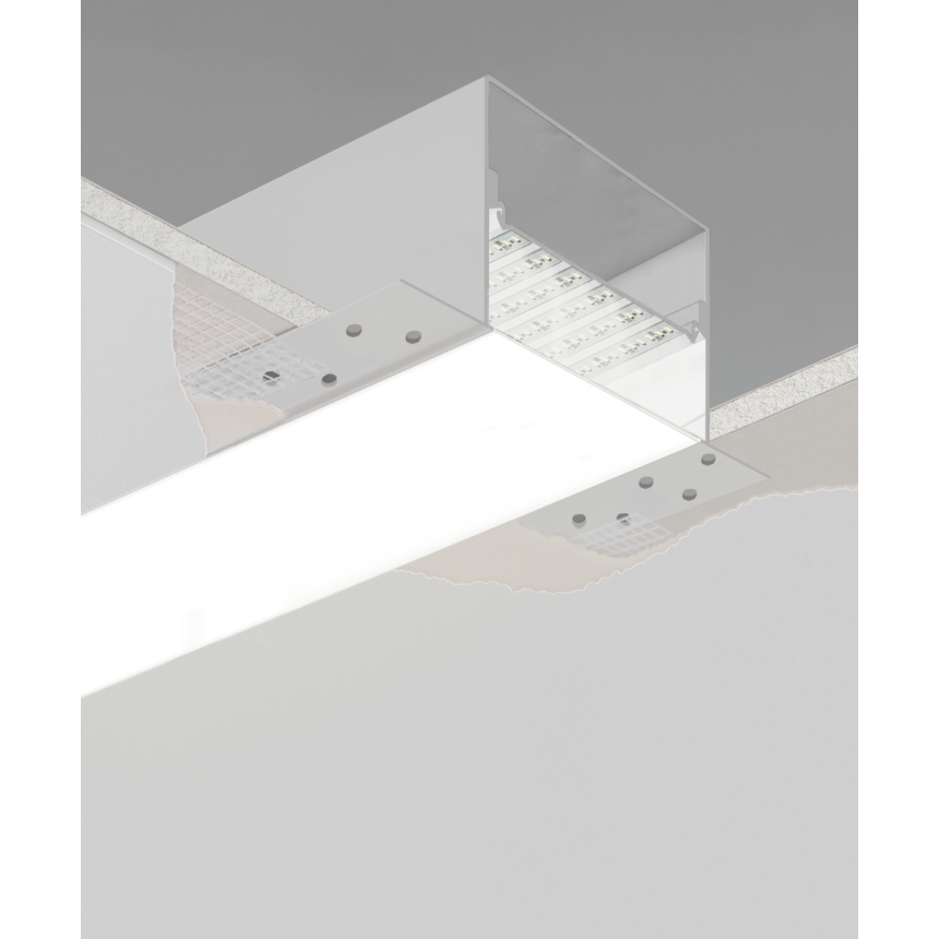 12100-66-R 6-inch linear recessed LED light by Alcon Lighting shown in a white finish and with a flush trimless lens