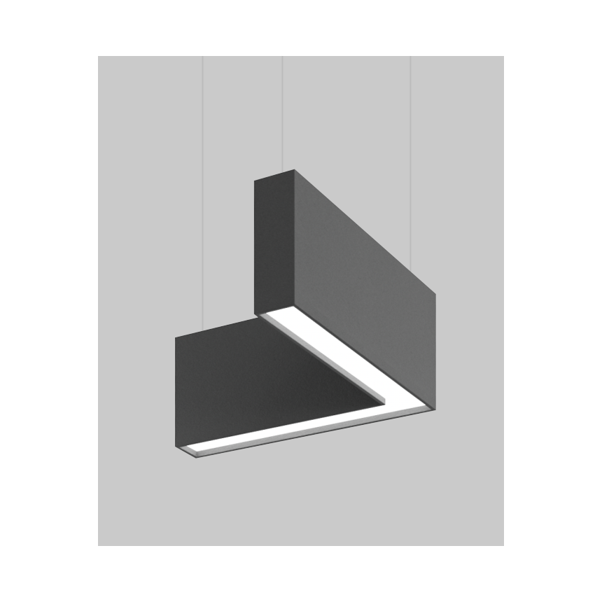 Alcon 12101-20-L-12 acoustic pendant light shown with pewter finish, L-shaped frame, and regressed lens