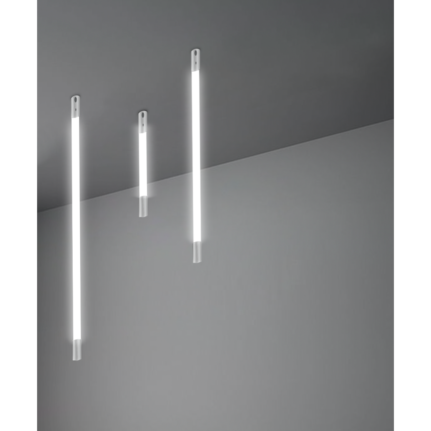 Alcon 12103-VS-S, surface linear ceiling light shown in silver finish and with a flexible tubular lens.