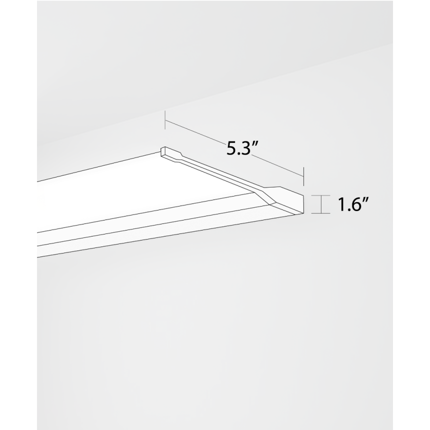 Alcon 12139-W, surface mount linear wall light shown in white finish and with a flush trim-less lens.