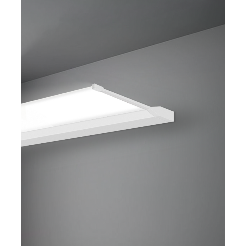 Alcon 12139-W, surface mount linear wall light shown in white finish and with a flush trim-less lens.