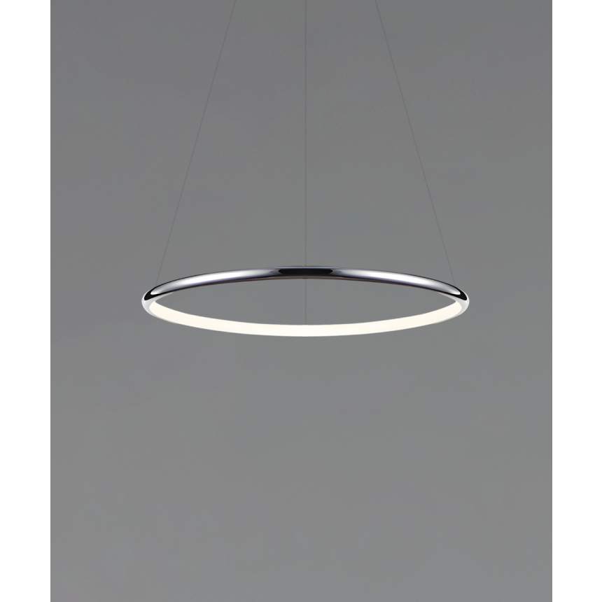 Alcon 12237-P, suspended commercial pendant ring light shown in silver finish and with a flush trim-less internal lens.