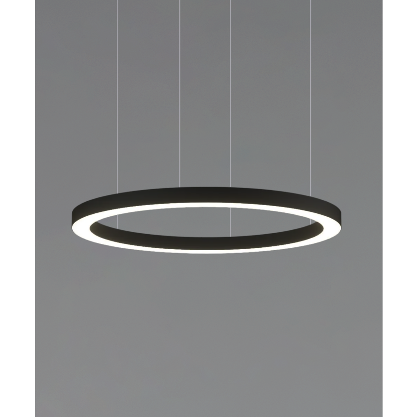 12253 slim ring chandelier light, shown in a black finish with a flush 360º horizontal ring trimless lens.