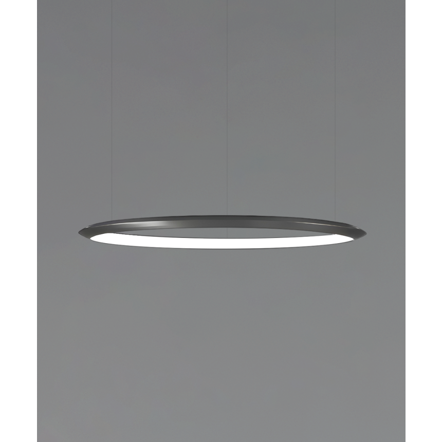 Alcon 12279-1-P, suspended commercial 1 tiered ring pendant light shown in black finish.