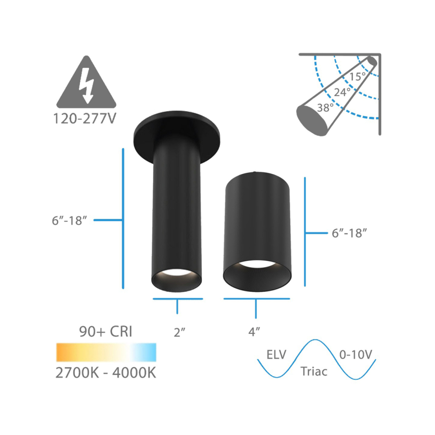 Alcon 12305-S Architectural Cylindrical Ceiling Surface-Mounted LED Light