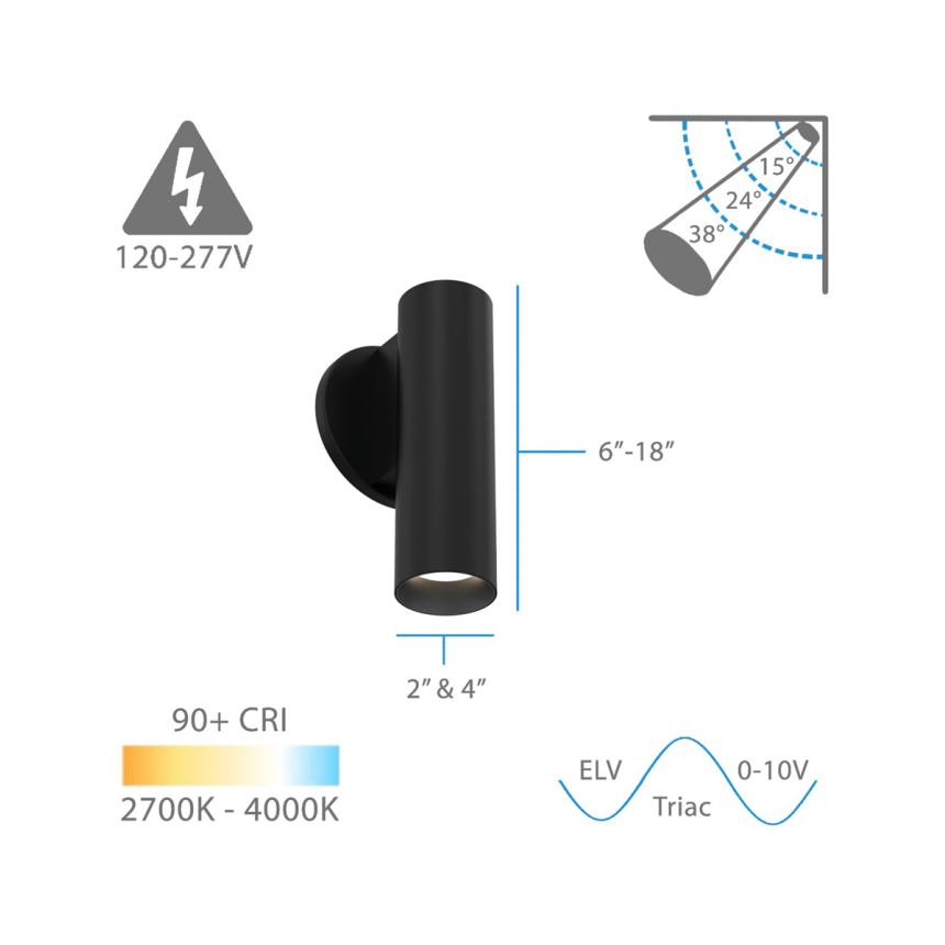 Alcon 12305-W Architectural Cylindrical Wall-Mounted LED Light