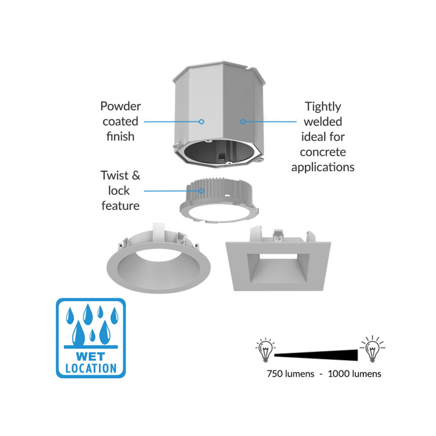 Alcon 14105-4-DIR 4-Inch Recessed LED Concrete Ceiling Light