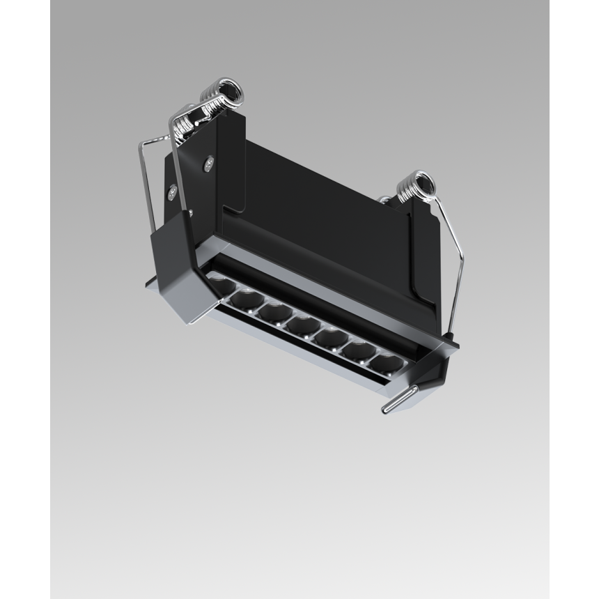 Full product image of the 15301-3 micro-optic linear light shown with the recessed housing with black trim