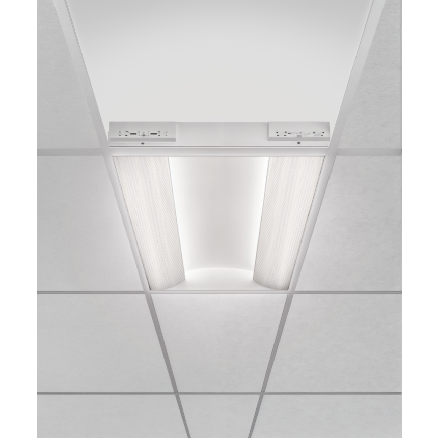 Alcon Lighting 14080 side cove LED troffer panel light shown in white finish. 