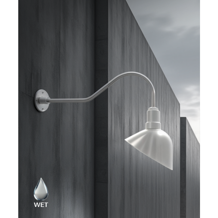 15242 gooseneck sign and barn light product rendering shown with a red finish 