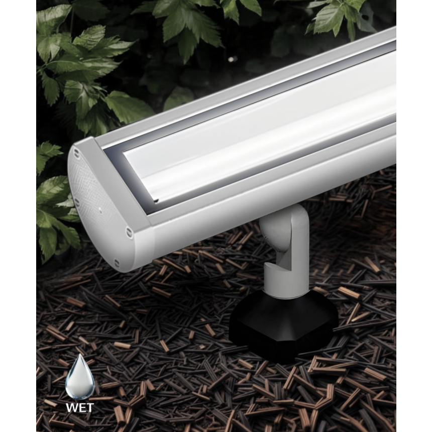 31024 outdoor LED sign light product rendering shown with a black finish and knuckle mounts