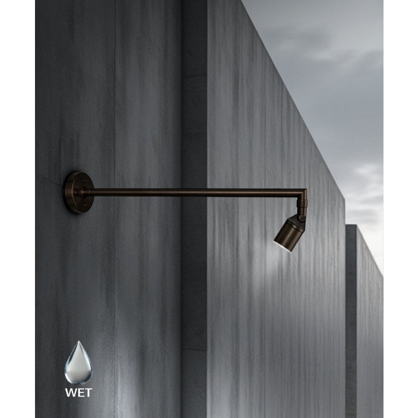 31025 outdoor commercial sign light product rendering shown with a gunmetal finish and removable shroud