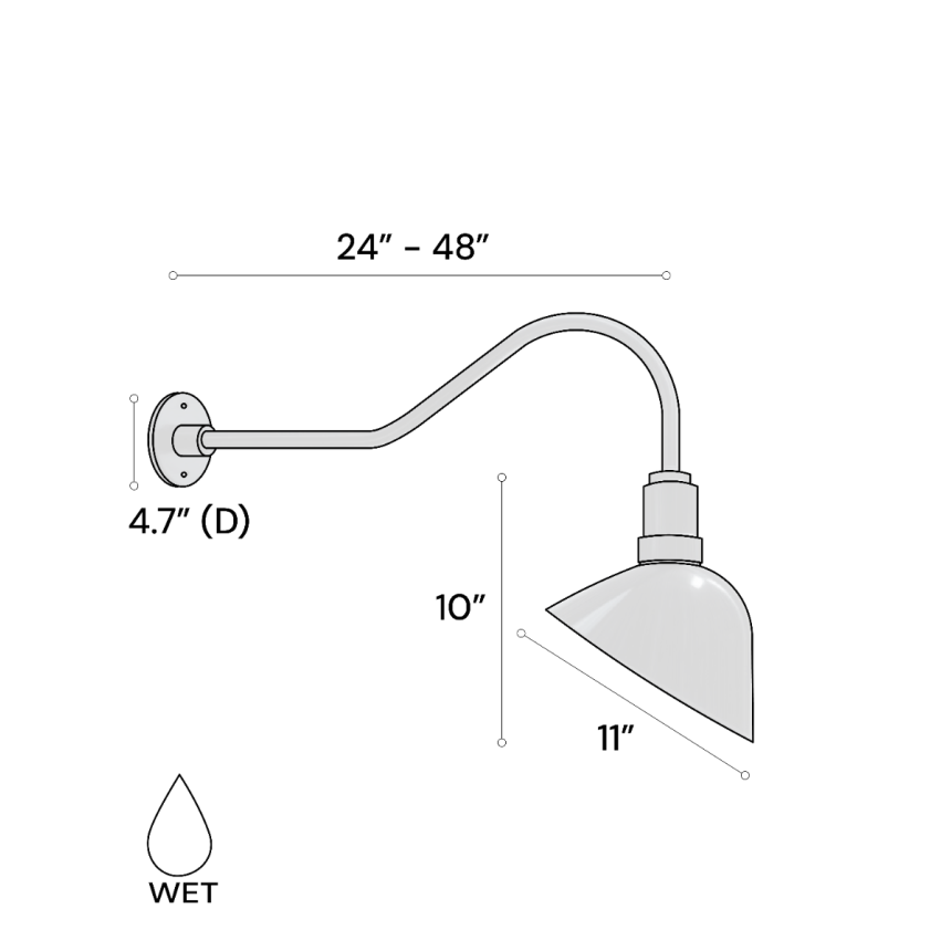 15242 gooseneck sign and barn light product rendering shown with a red finish 