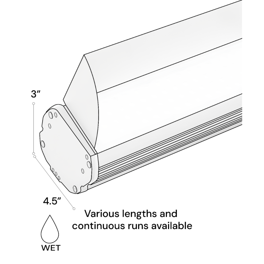 Product rendering of the 31027 outdoor commercial sign light by Alcon Lighting, shown in a 4-foot model with a black finish