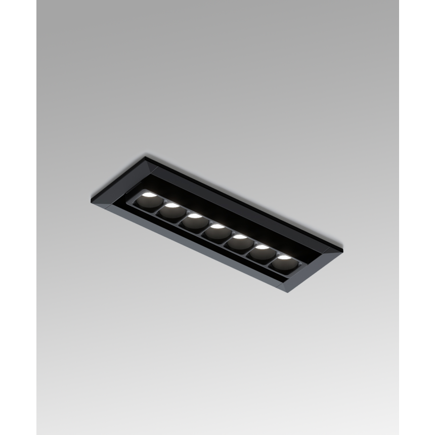 Full product image of the 15301-3 micro-optic linear light shown with the recessed housing with black trim