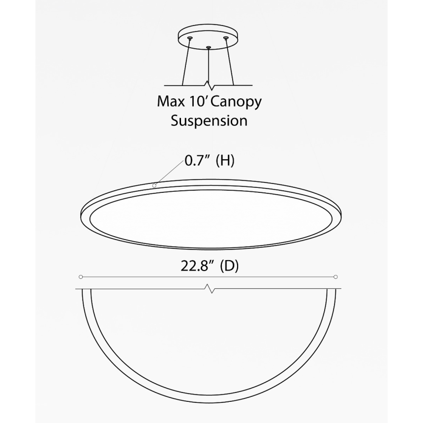 Alcon 12290-P, suspended commercial inverted-dome pendant light shown in white finish.