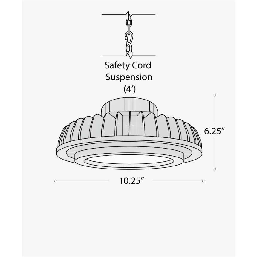 Alcon 15130, suspended commerciaal pendant light shown in black finish and with an inset trimmed lens and chain hanging cable.