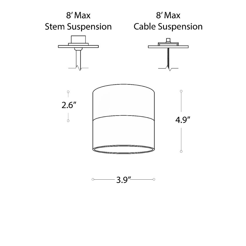 Alcon Lighting 12343-4 Direct light cylinder pendant dome shown in black finish with a gold interior. 