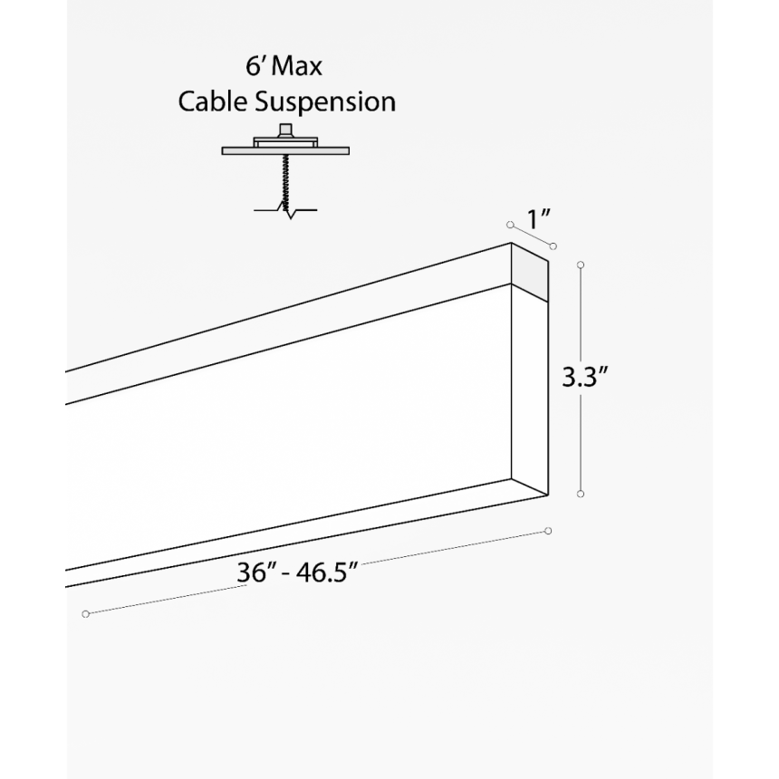 12159 vertical lens linear suspension LED light shown in a white finish with a dropped boxed lens.