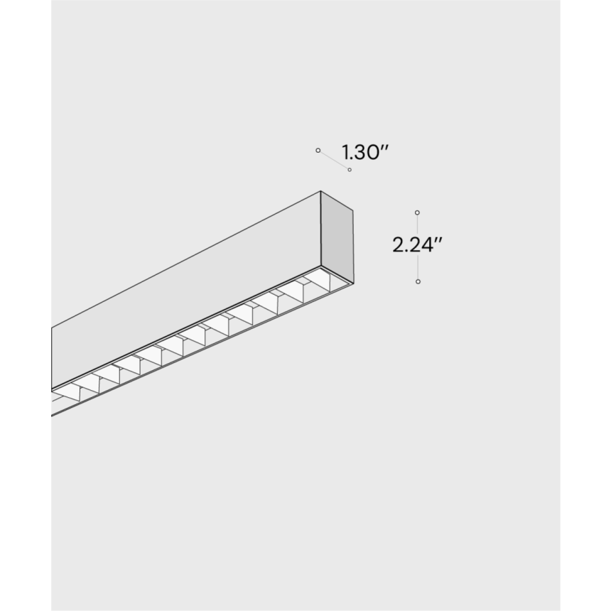 12100-12-S-L linear LED ceiling light shown with black finish and louver lens