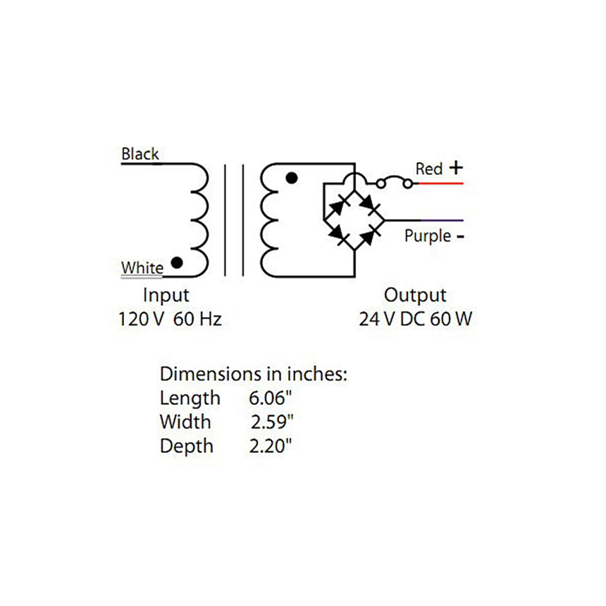 60W 24V DC Dimmable LED DC Magnetic Transformer Driver