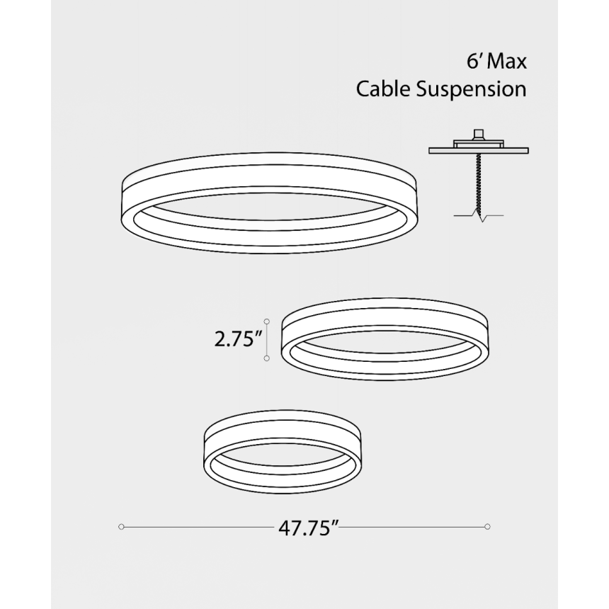 Alcon 12246, LED 3 tier ring pendant light shown in white finish.