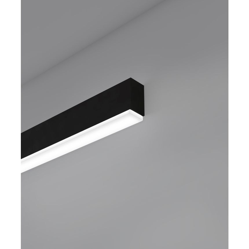 12100-22-W-D linear LED wall light shown with black finish and glow lens