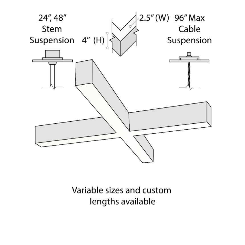 12100-20-X-P-TW x-shaped pendant light shown with a silver finish and tunable white light capabilities.