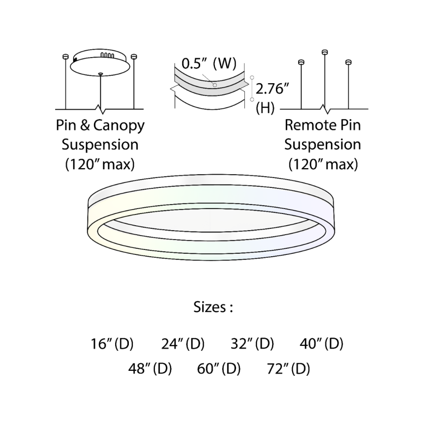 Alcon 12272-1 RGBW Color tunable 1-ring pendant light shown in a silver finish.