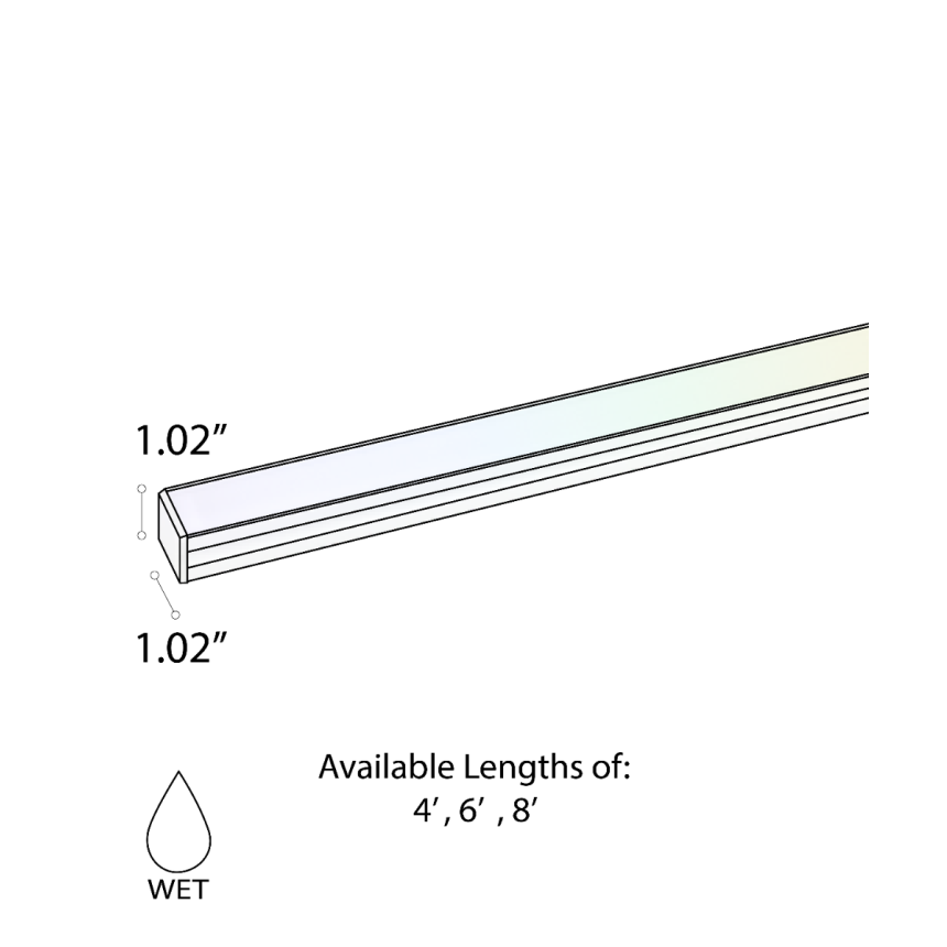 Alcon 14120 RGBW Color tunable linear in-ground light shown in a silver finish.